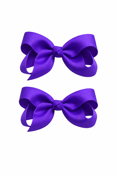 Regal Purple 3 inch pair bow clips School Hair Accessories
