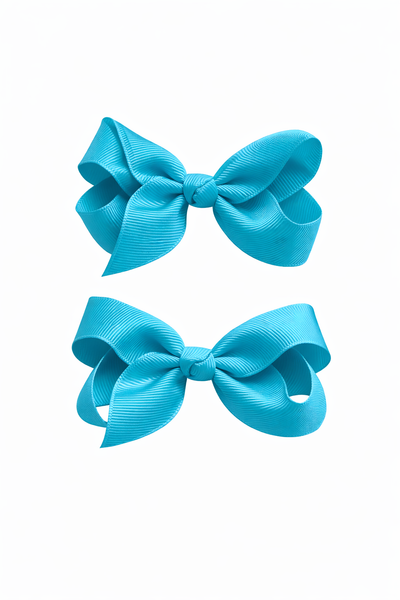 Light Turquoise 3 inch pair bow clips School Hair Accessories