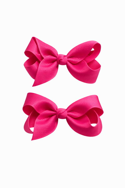Shocking Pink 3 inch pair bow clips School Hair Accessories