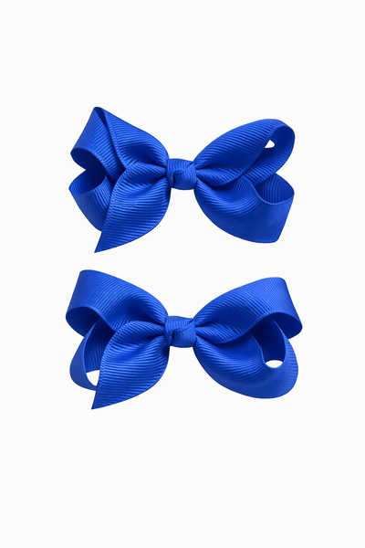 Electric Blue 3 inch pair bow clips School Hair Accessories
