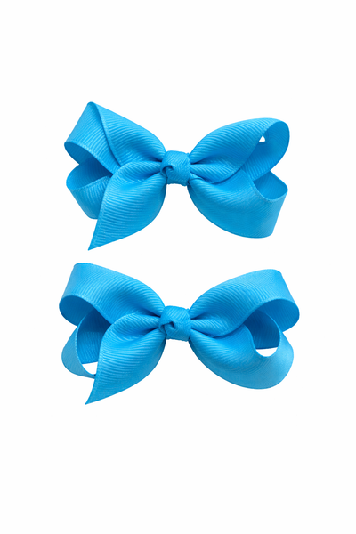 Turquoise 3 inch pair bow clips School Hair Accessories