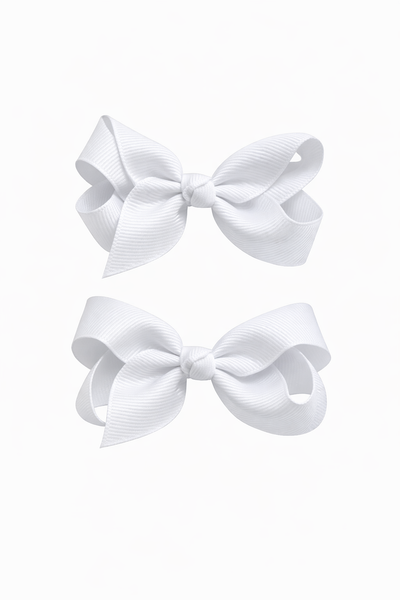 White 3 inch pair bow clips School Hair Accessories