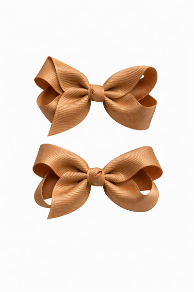 Pale Gold 3 inch pair bow clips School Hair Accessories