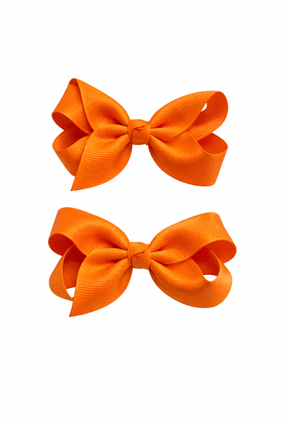 Orange 3 inch pair bow clips School Hair Accessories