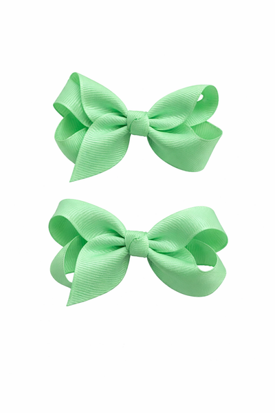 Mint Green 3 inch pair bow clips School Hair Accessories