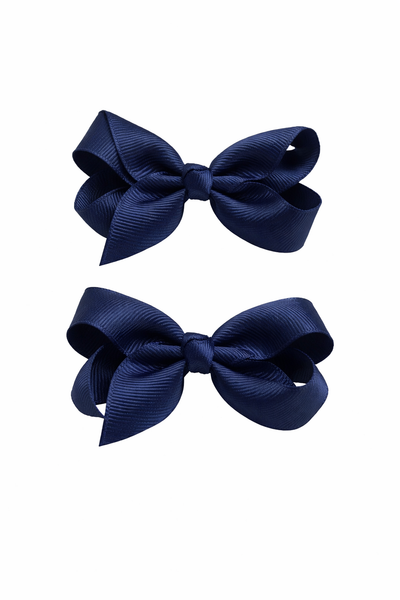 Navy 3 inch pair bow clips School Hair Accessories
