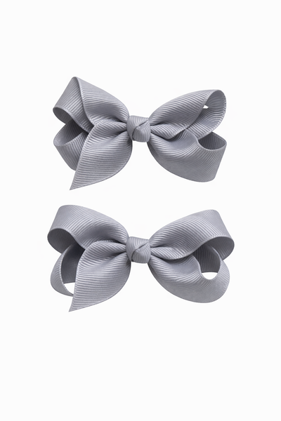 Metal Grey 3 inch pair bow clips School Hair Accessories