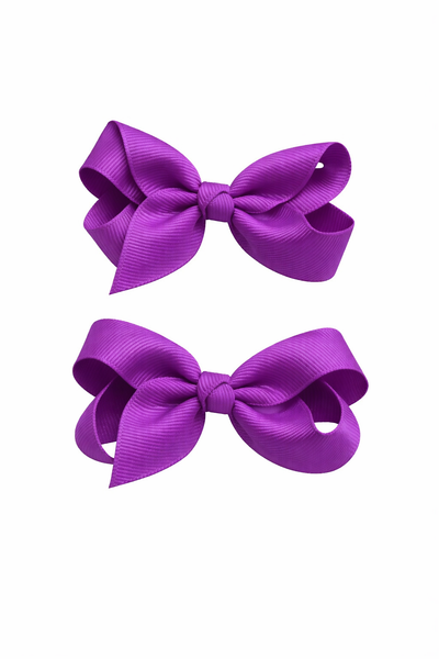 Violet Purple 3 inch pair bow clips School Hair Accessories