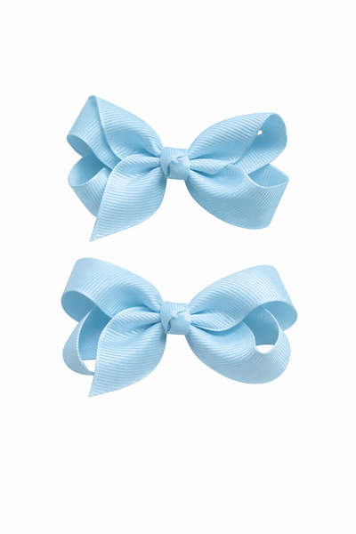 Blue Topaz 3 inch pair bow clips School Hair Accessories