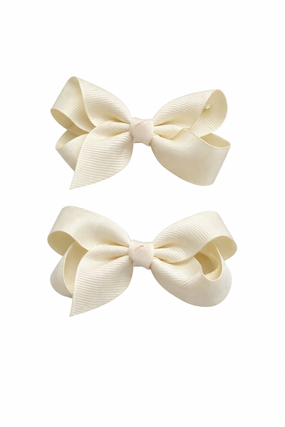 Cream 3 inch pair bow clips School Hair Accessories