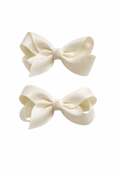 Ivory 3 inch pair bow clips School Hair Accessories