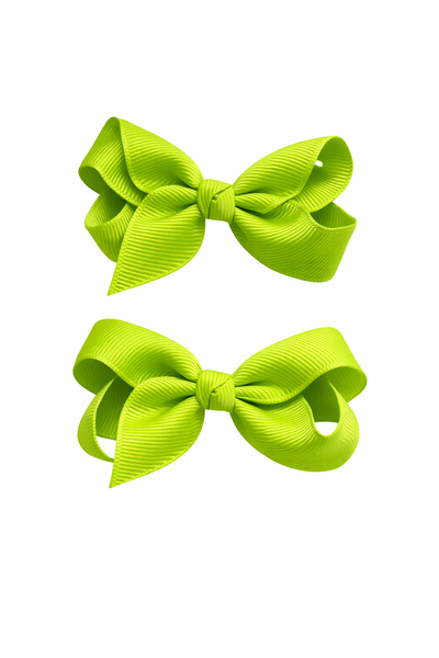 Apple Green 3 inch pair bow clips School Hair Accessories