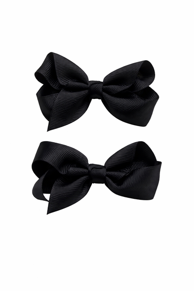 Black 3 inch pair bow clips School Hair Accessories