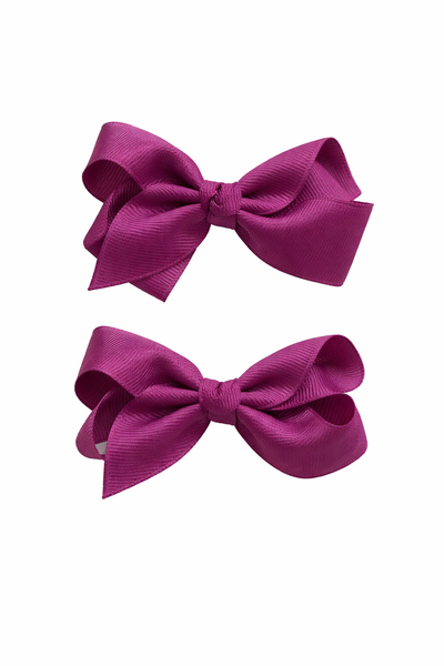 Raspberry Rose 3 inch pair bow clips School Hair Accessories