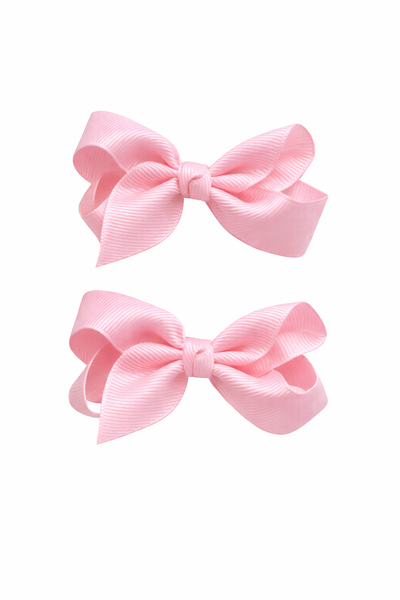Pearl Pink 3 inch pair bow clips School Hair Accessories