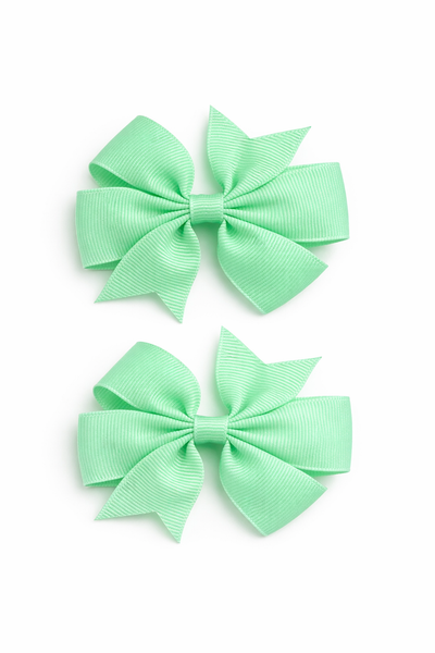 Mint Green 3 inch pair Pinwheel bow clips School Hair Accessories
