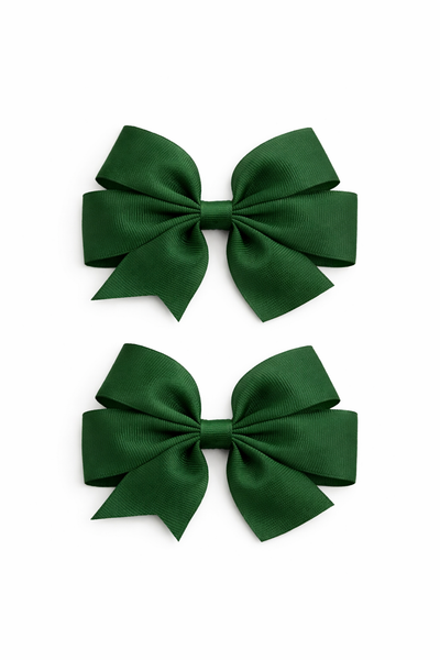 Forest Green 3 inch pair Pinwheel bow clips School Hair Accessories