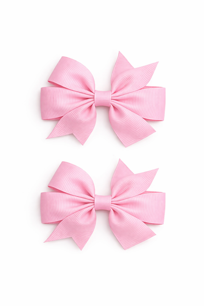 Light Pink 2.5 inch pair Pinwheel bow clips School Hair Accessories