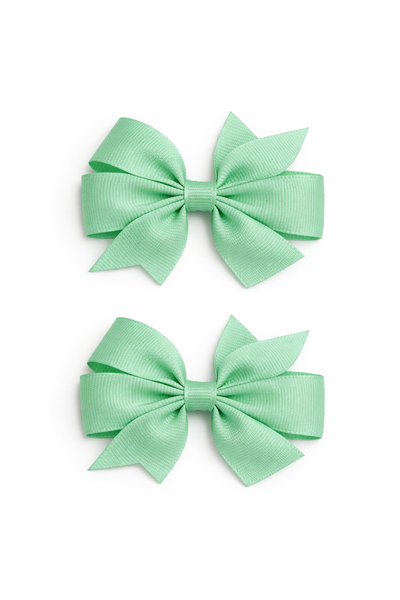 Mint Green 2.5 inch pair Pinwheel bow clips School Hair Accessories
