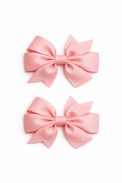 Petal Peach 2.5 inch pair Pinwheel bow clips School Hair Accessories