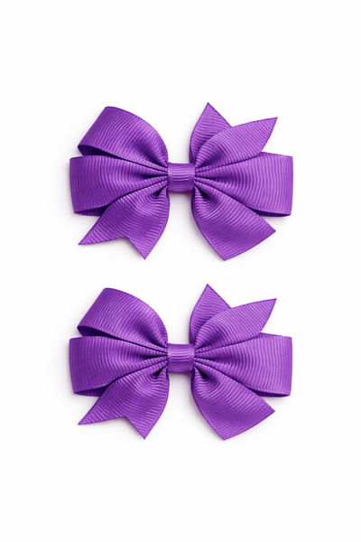 Hyacinth Purple 2.5 inch pair Pinwheel bow clips School Hair Accessories