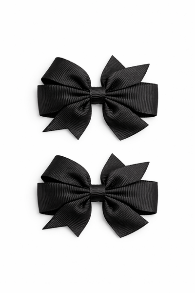 Black 2.5 inch pair Pinwheel bow clips School Hair Accessories
