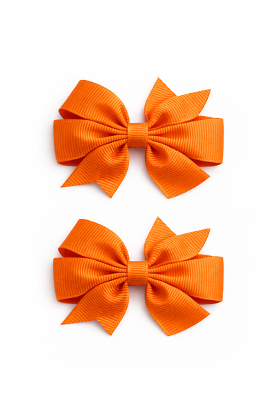 Tangerine Orange 2.5 inch pair Pinwheel bow clips School Hair Accessories