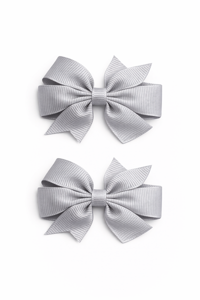 Shell Grey 2.5 inch pair Pinwheel bow clips School Hair Accessories