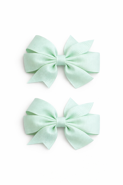 Ice Mint Green 2.5 inch pair Pinwheel bow clips School Hair Accessories