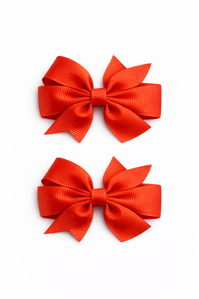 Torrid Orange 2.5 inch pair Pinwheel bow clips School Hair Accessories