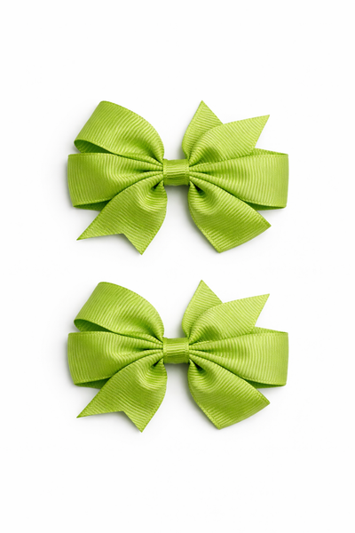 Apple Green 2.5 inch pair Pinwheel bow clips School Hair Accessories