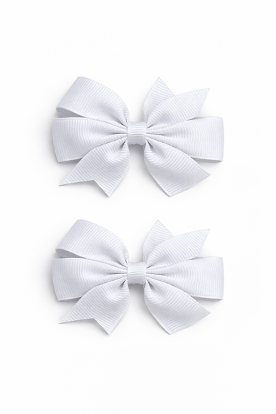 White 2.5 inch pair Pinwheel bow clips School Hair Accessories