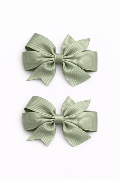 Spring Moss 2.5 inch pair Pinwheel bow clips School Hair Accessories