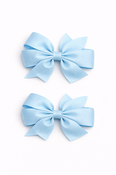 Light Blue 2.5 inch pair Pinwheel bow clips School Hair Accessories