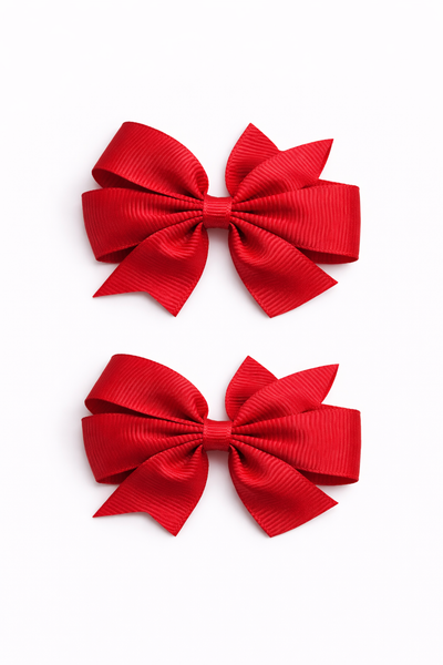 Red 2.5 inch pair Pinwheel bow clips School Hair Accessories