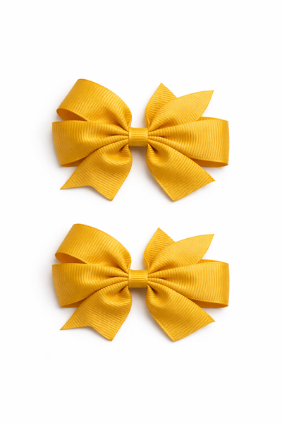 Dandelion Yellow 2.5 inch pair Pinwheel bow clips School Hair Accessories