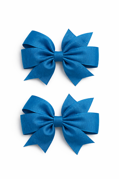 Methyl Blue 2.5 inch pair Pinwheel bow clips School Hair Accessories