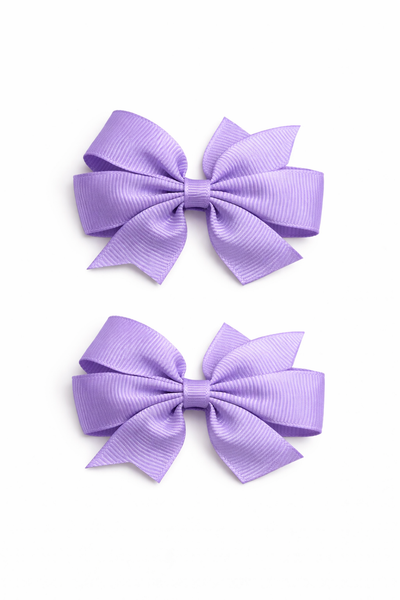 Light Orchid Purple 2.5 inch pair Pinwheel bow clips School Hair Accessories
