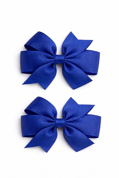 Cobalt Blue 2.5 inch pair Pinwheel bow clips School Hair Accessories