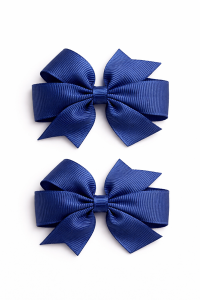 Light Navy Blue 2.5 inch pair Pinwheel bow clips School Hair Accessories