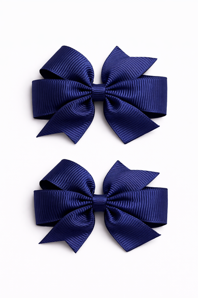 Navy Blue 2.5 inch pair Pinwheel bow clips School Hair Accessories