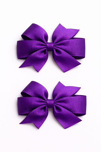 Purple 2.5 inch pair Pinwheel bow clips School Hair Accessories