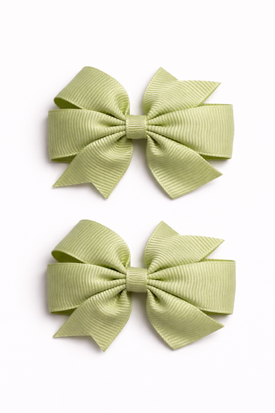 Lime Juice 2.5 inch pair Pinwheel bow clips School Hair Accessories