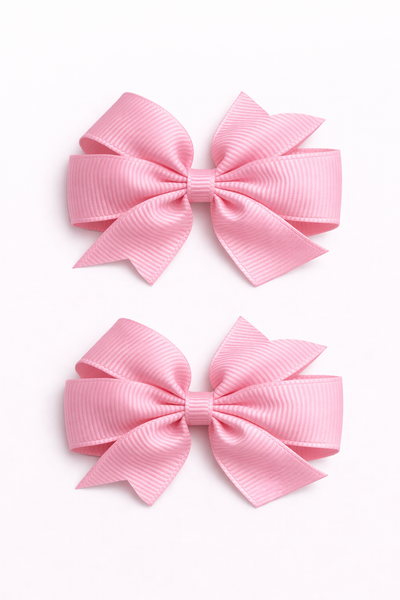 Pearl Pink 2.5 inch pair Pinwheel bow clips School Hair Accessories