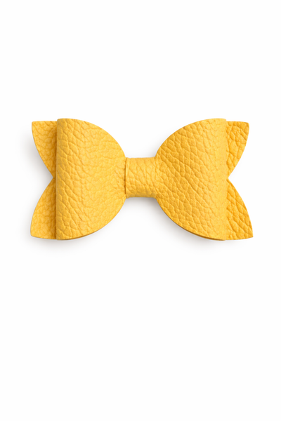 Yellow Gold Faux Leather School Bow Hair Clip School Hair Accessories
