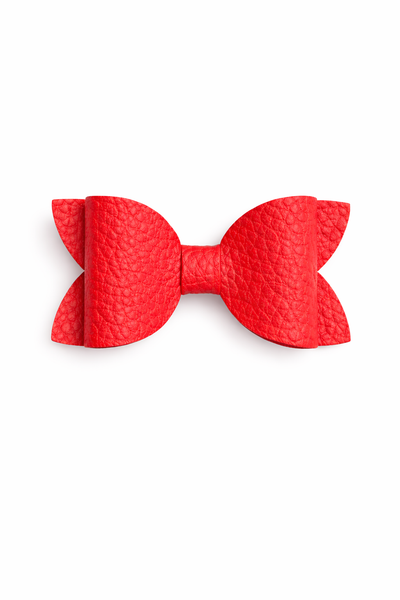 Red Faux Leather School Bow Hair Clip School Hair Accessories