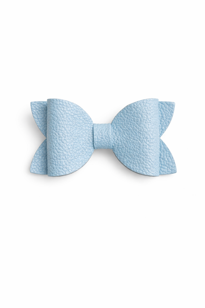 Light Blue/Bluebird Faux Leather School Bow Hair Clip School Hair Accessories