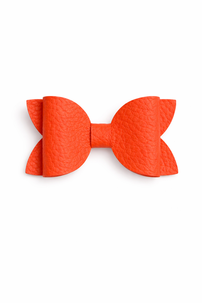 Orange Faux Leather School Bow Hair Clip School Hair Accessories