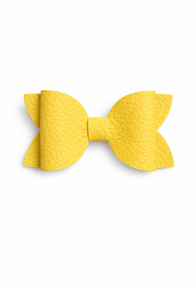 Yellow Faux Leather School Bow Hair Clip School Hair Accessories