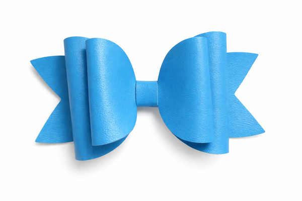 Methyl Blue Extra Large Faux Leather School Double Bow Hair Clip School Hair Accessories